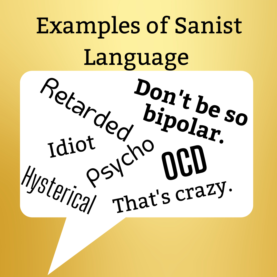 Examples of saniist language in a text bubble