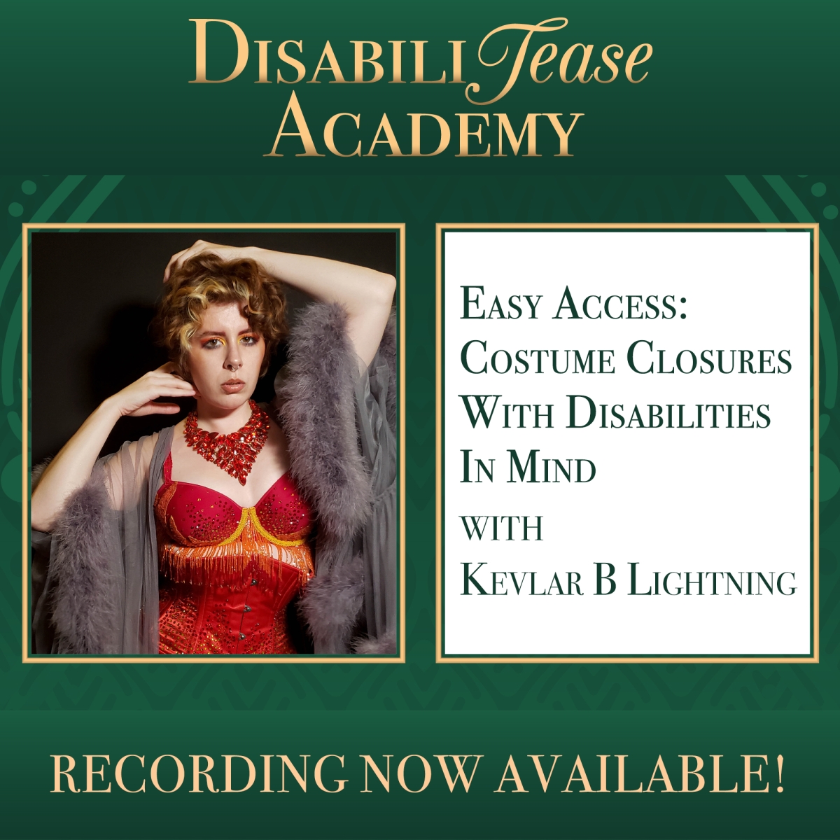 Video announcement - Easy Access: Costume Closures with Disabilities in Mind with Kevlar B Lightning